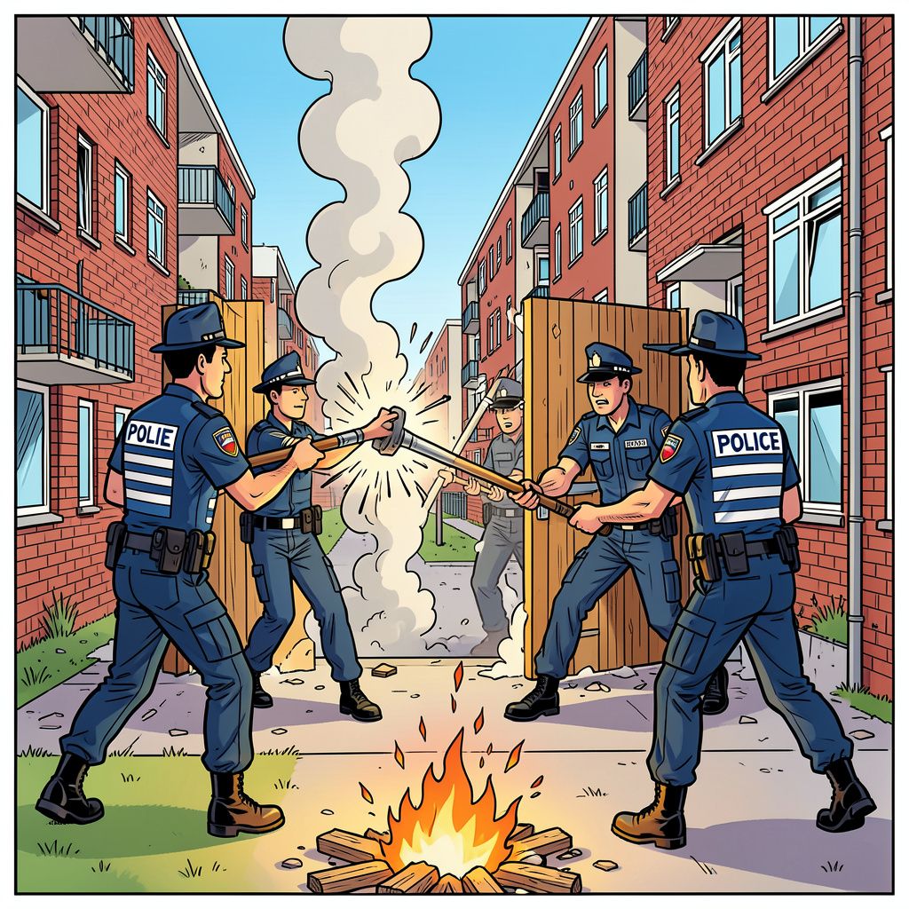 De politie heeft vrijdagochtend de gekraakte Paasbergflat in Arnhem met stormrammen ontruimd.