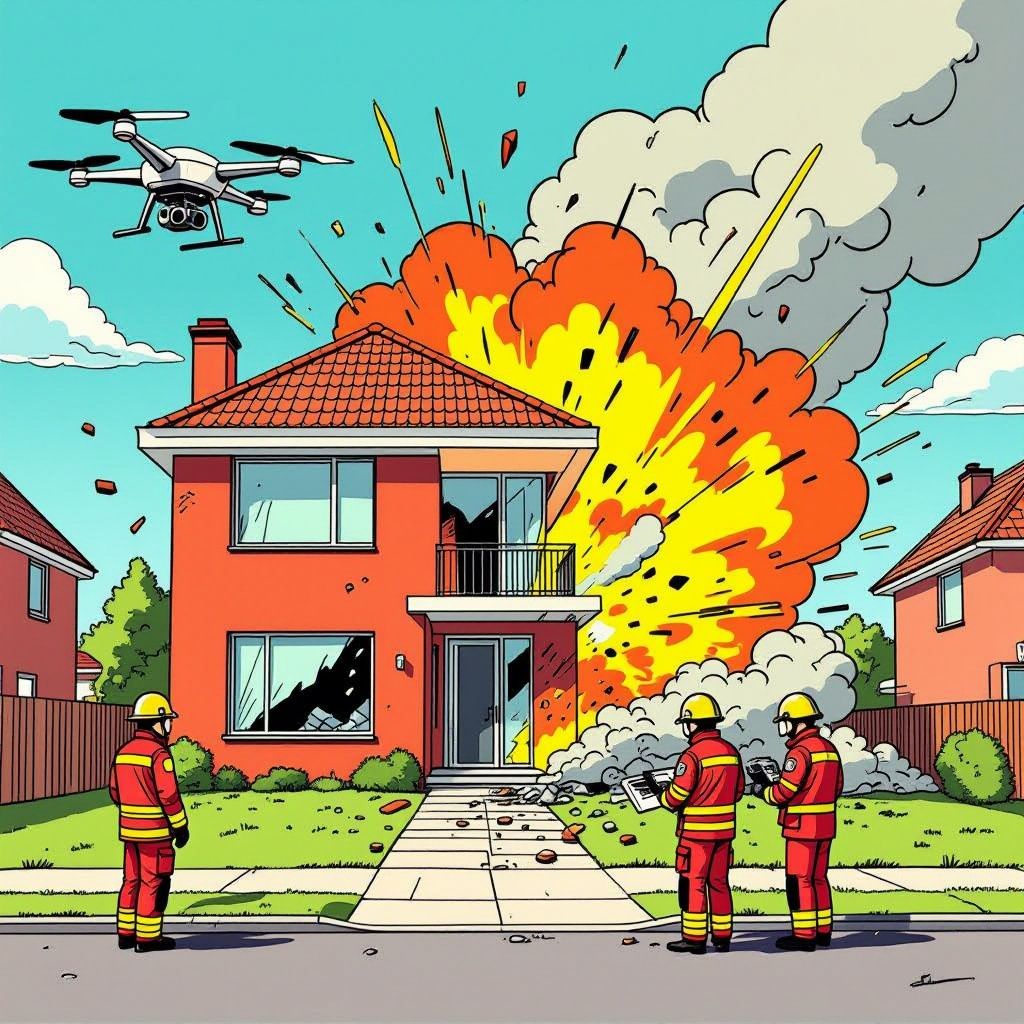 Een enorme klap blaast de gevel van een huis in Huizen volledig weg.