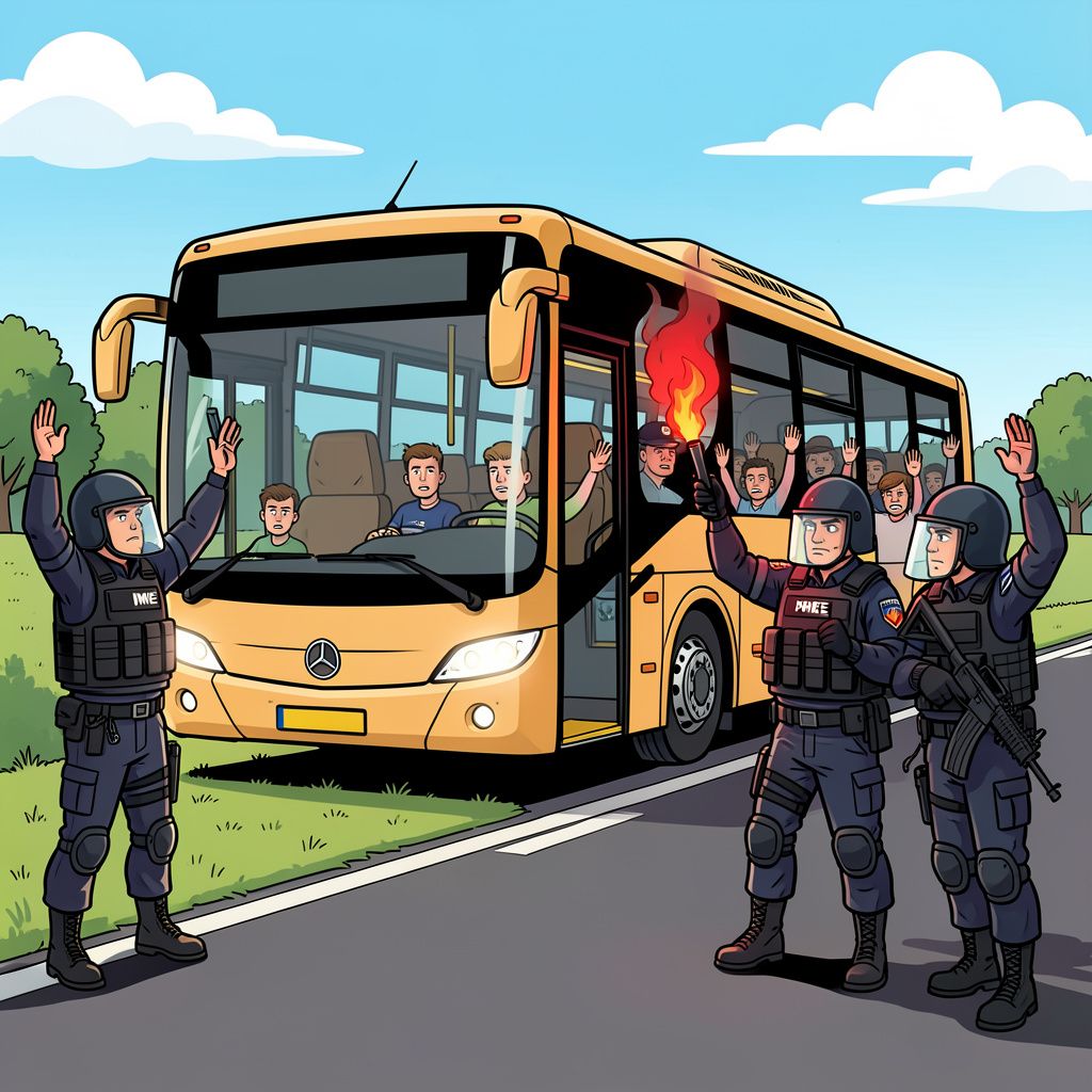 De politie zette zondag een bus vol voetbalfans klem op de N35 na vermoedens van vuurwerk.