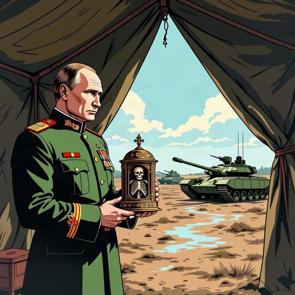 Poetin stuurt 600 jaar oude botten van een heilige naar het front in Oekraïne.