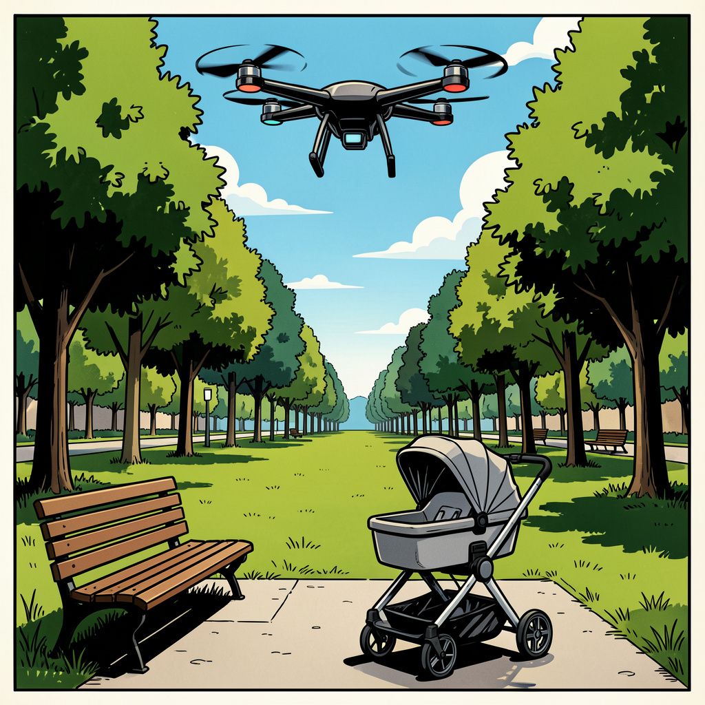 Een Russische drone treft vandaag spelende gezinnen in een Oekraïens park.