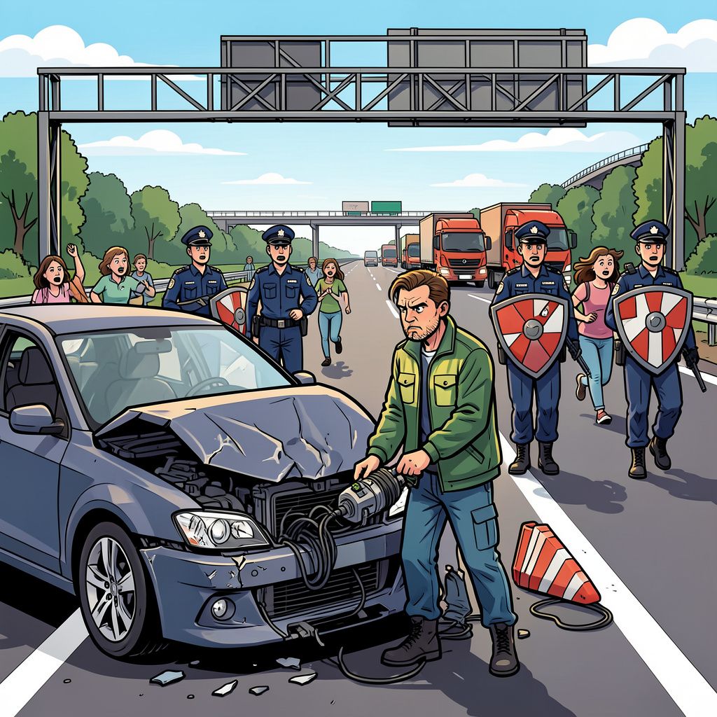 Een gewapende man veroorzaakte zaterdag grote paniek op de Belgische snelweg E25 bij Sprimont door te dreigen zijn auto op te blazen.