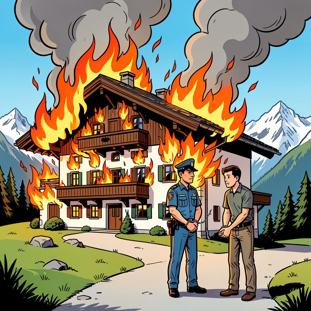 Vlammen verwoesten het beruchte Adelaarsnest hoog in de Beierse Alpen.
