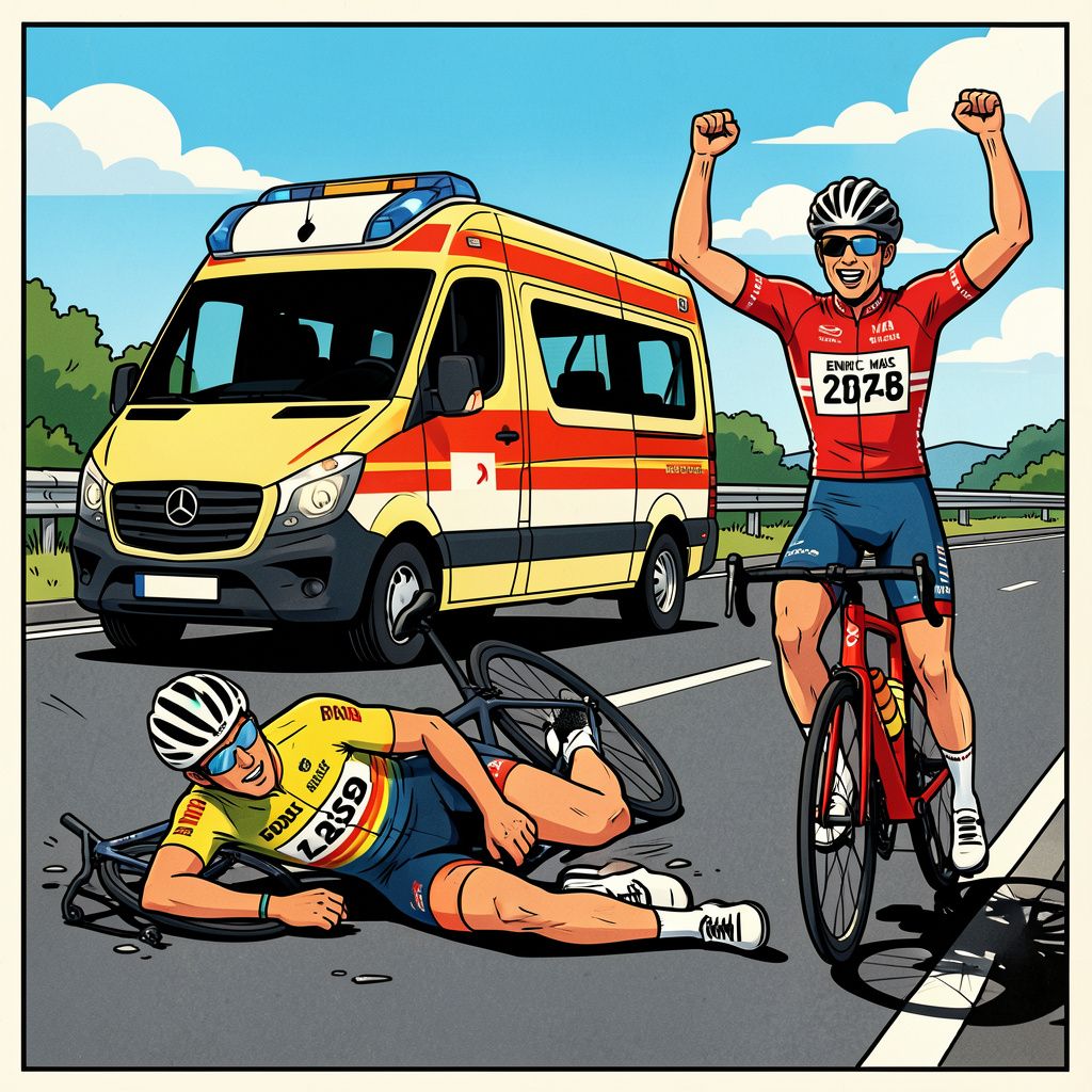 Topfavoriet Tadej Pogacar smakt tegen het asfalt en verlaat de Vuelta in een ambulance.