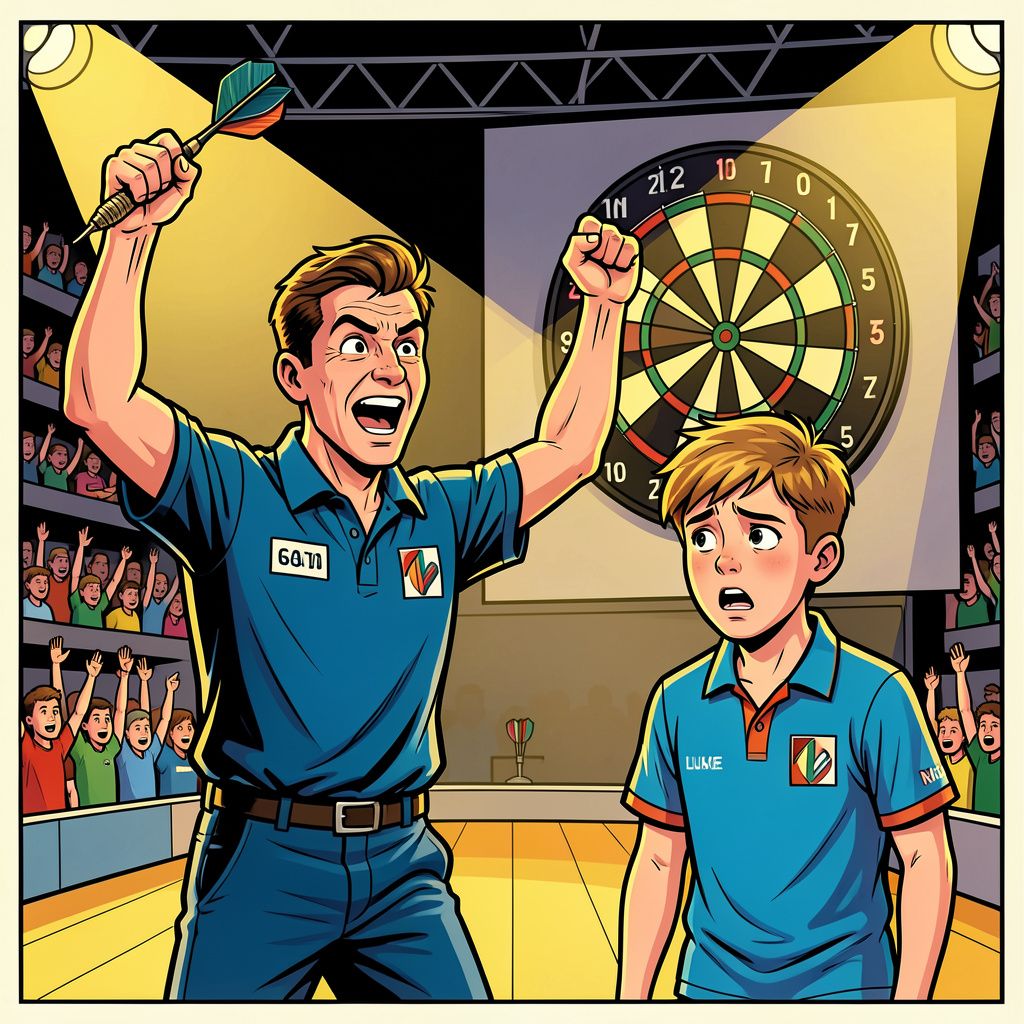 Krzysztof Ratajski gooit topfavoriet Luke Littler uit het Europees kampioenschap darts.