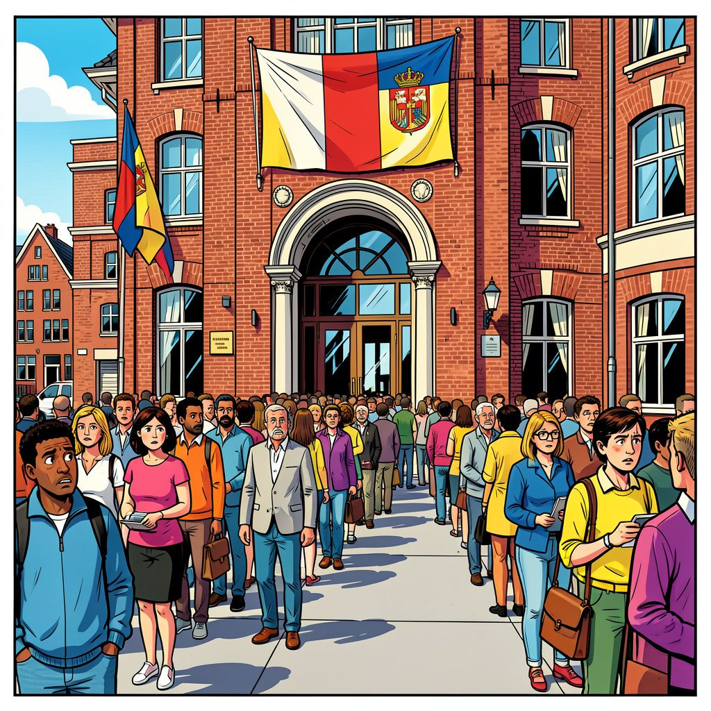 Servische kiezers trotseren lange rijen bij ambassade in Den Haag.