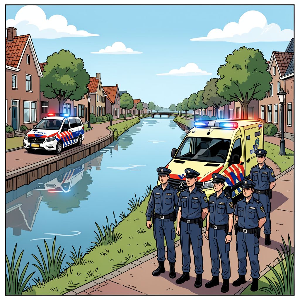 Hulpdiensten rukken massaal uit voor een drenkeling in Marsum, maar alle hulp komt te laat.