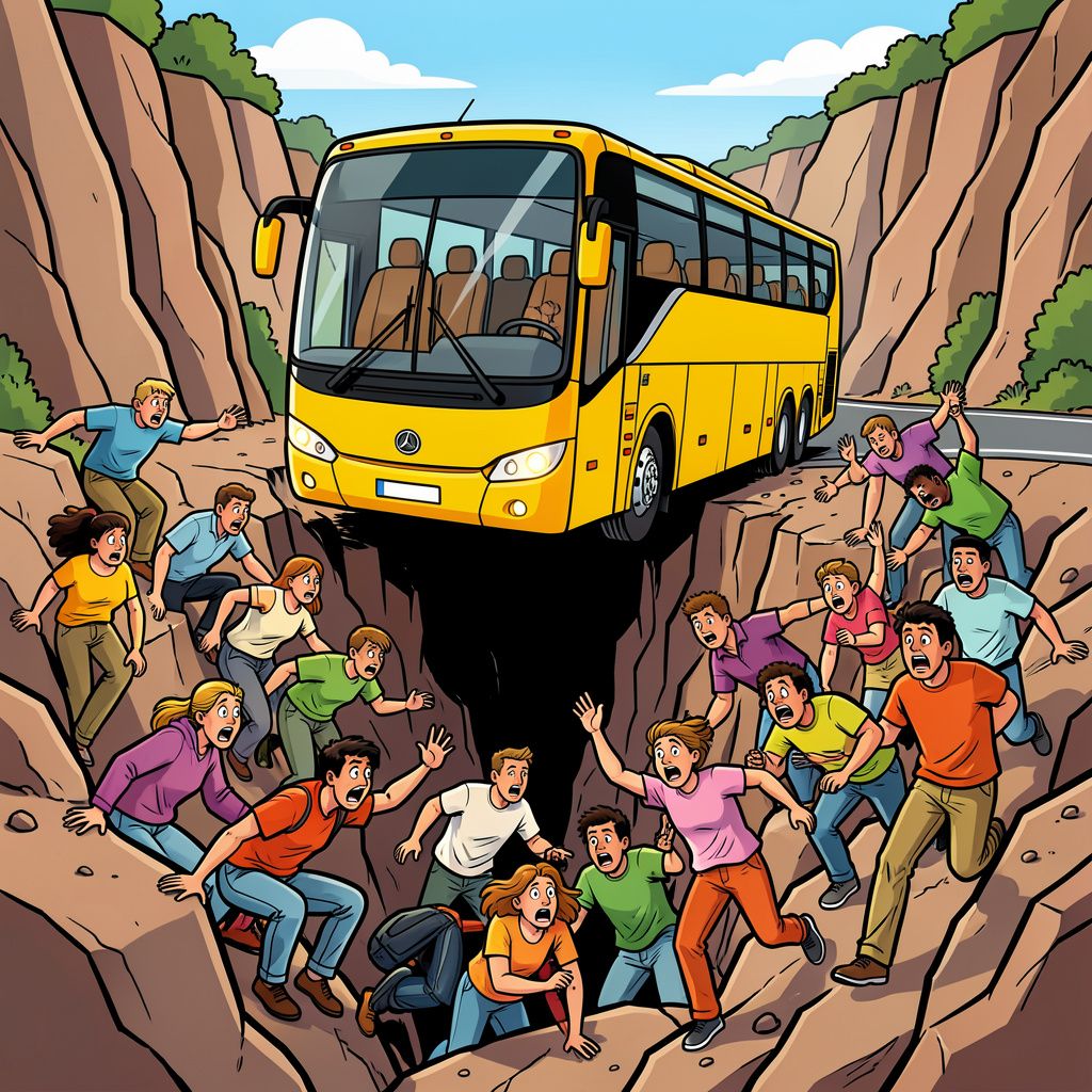Een Spaanse bus stort twintig meter diep een ravijn in na een botsing.