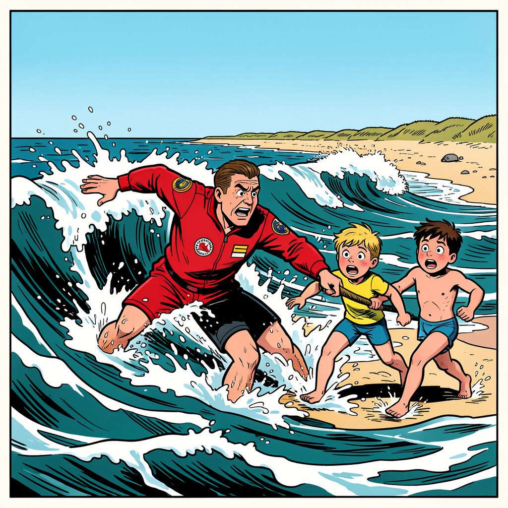 Dapper lifeguard redt in haar eentje zeven doodsbange kinderen uit de woeste Noordzee.