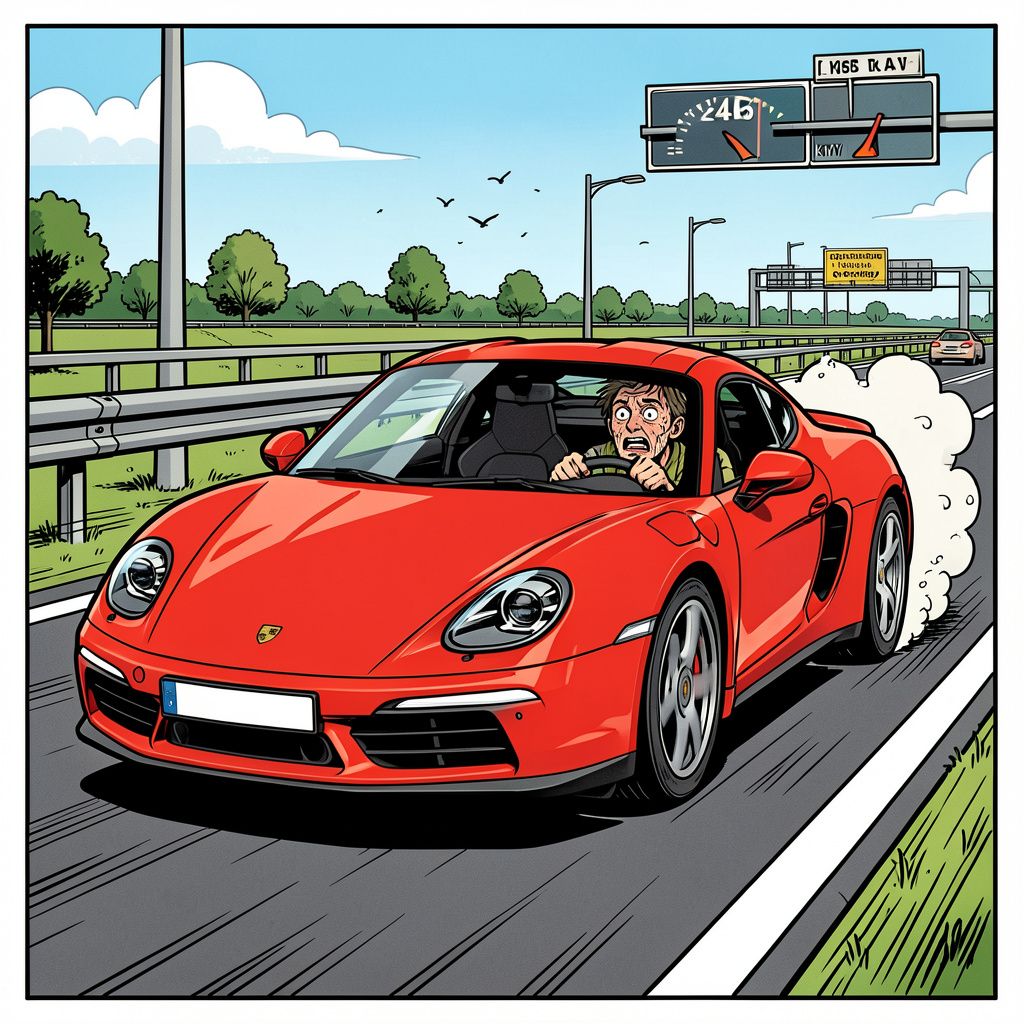 Een dronken automobilist scheurt met 246 kilometer per uur over de snelweg tot zijn benzine opraakt.