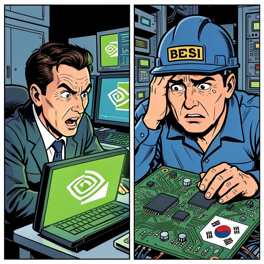 Terwijl Wall Street warmloopt voor chipgigant Nvidia, krijgt het Amsterdamse Besi een flinke tik door vertraging in Zuid-Korea.