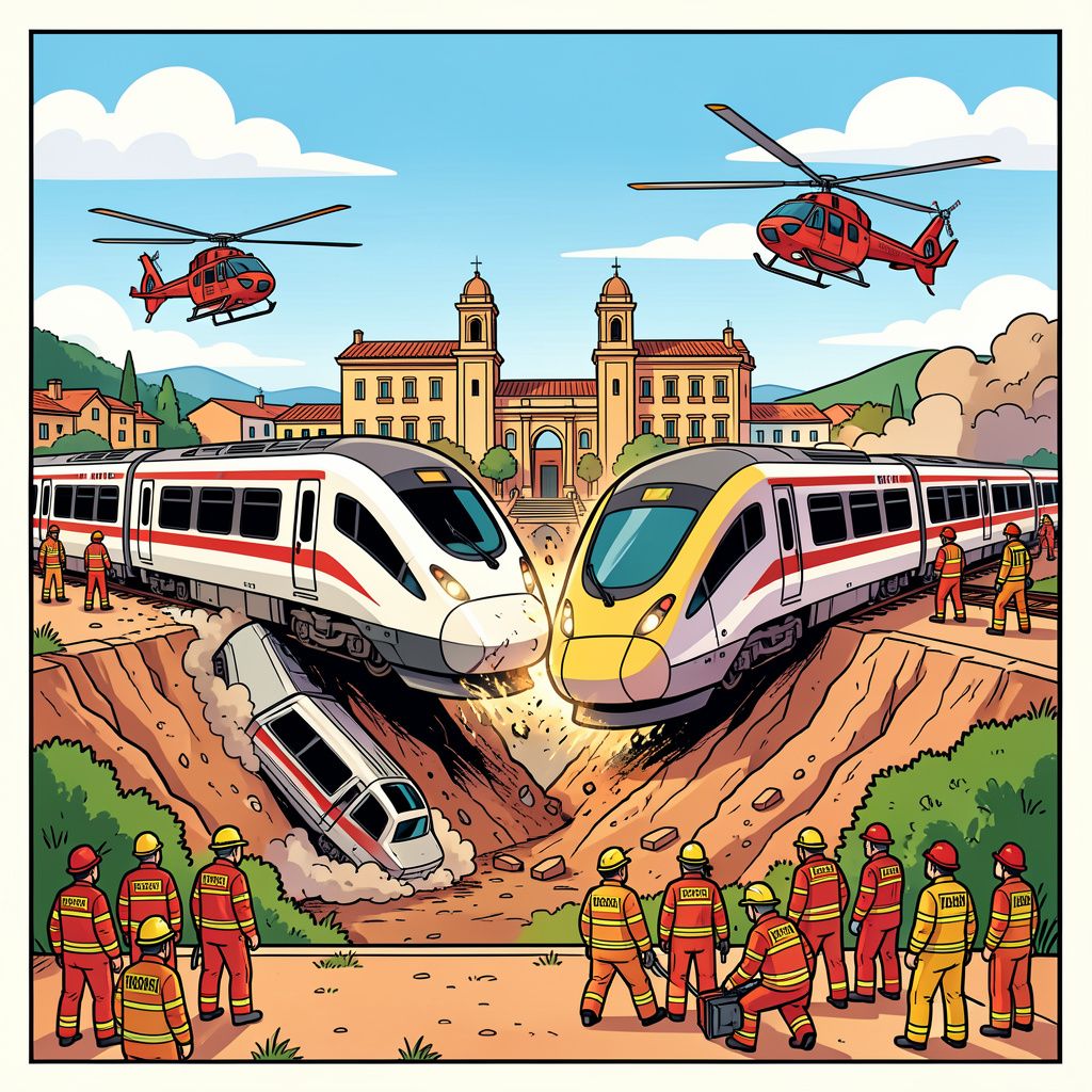 Twee Spaanse hogesnelheidstreinen botsen vanochtend hard op elkaar bij Toledo.