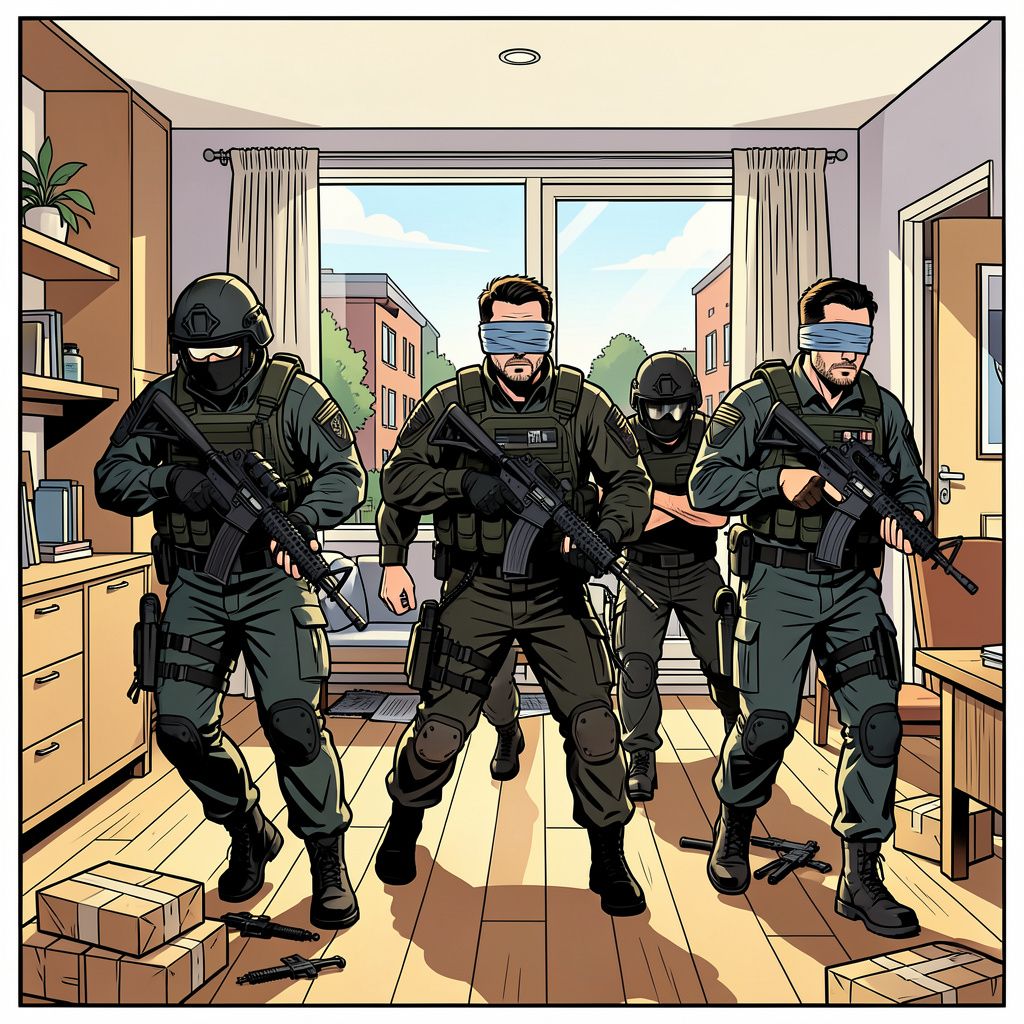 Een zwaarbewapend arrestatieteam haalt drie verdachten en meerdere vuurwapens uit een Enschedese woning.